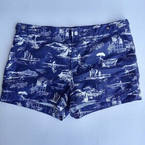 ROBINSON LES BAINS Paris French‎ lined beach resort preppy swim trunks Size M